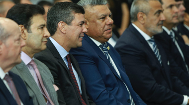 El presidente de AFA, Claudio Tapia, participó de la inauguración del nuevo museo de la Conmebol