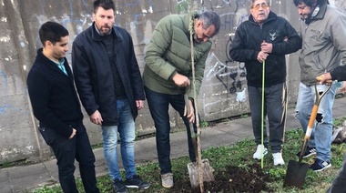 Escudero plantó árboles con vecinos de Gonnet