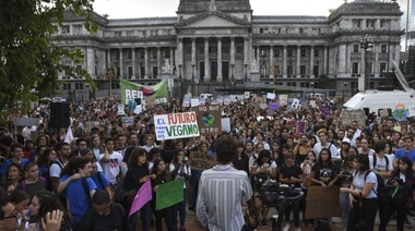 Jóvenes manifestaron ante el Congreso por el cambio climático, en medio de una movida mundial