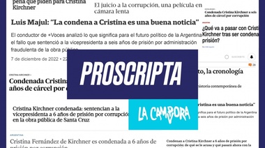 Para La Cámpora, Cristina Fernández es "proscripta por hacer feliz al pueblo argentino"