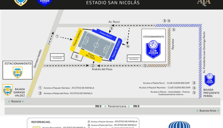 Operativo de seguridad para Ciudad de Bolívar versus Atlético Rafaela en el Estadio Único de San Nicolás