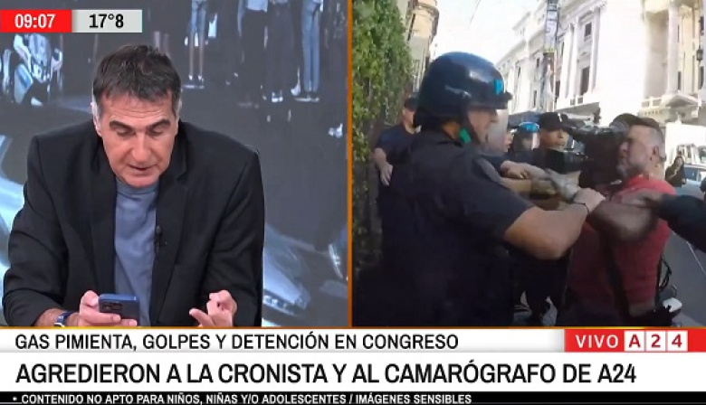 Escándalo: fuerzas de seguridad del gobierno nacional agredieron con violencia a equipo de A24