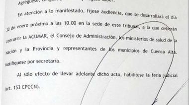 Citan a Audiencia Judicial por el Hospital Regional