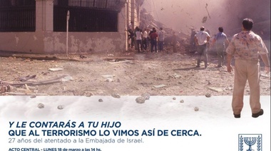 Recuerdan los 27 años del atentado terrorista contra la embajada de Israel en Argentina