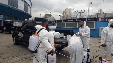 Seguridad bonaerense colaboró con Racing Club en tareas de prevención contra el coronavirus
