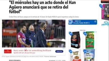 "Kun" Agüero anunciaría su retiro el miércoles, según prensa española, aunque otro medio lo desmiente
