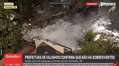 Avión con 62 personas a bordo cae en el interior del estado brasileño de Sao Paulo