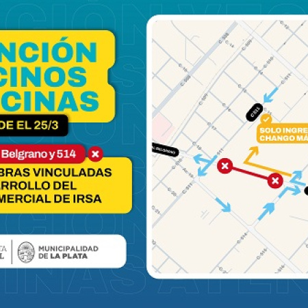 Informan corte de tránsito en Camino General Belgrano y 514